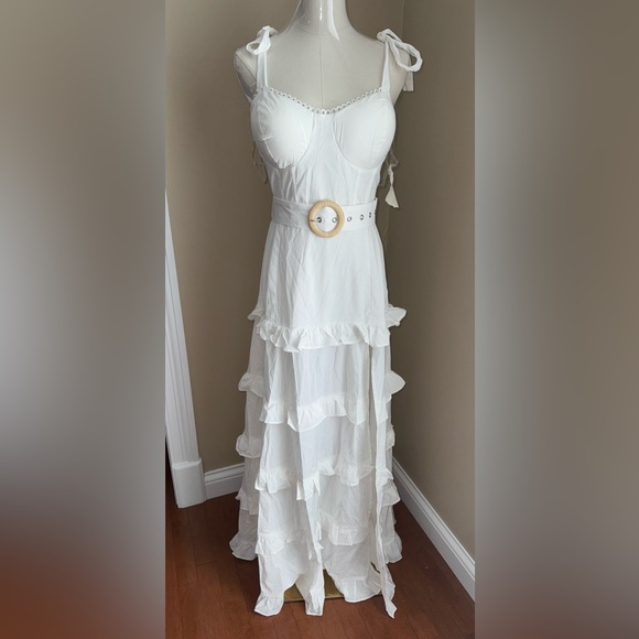 NWT Altar’d State Naomi Ruffle Maxi Dress White Large - Picture 5 of 7